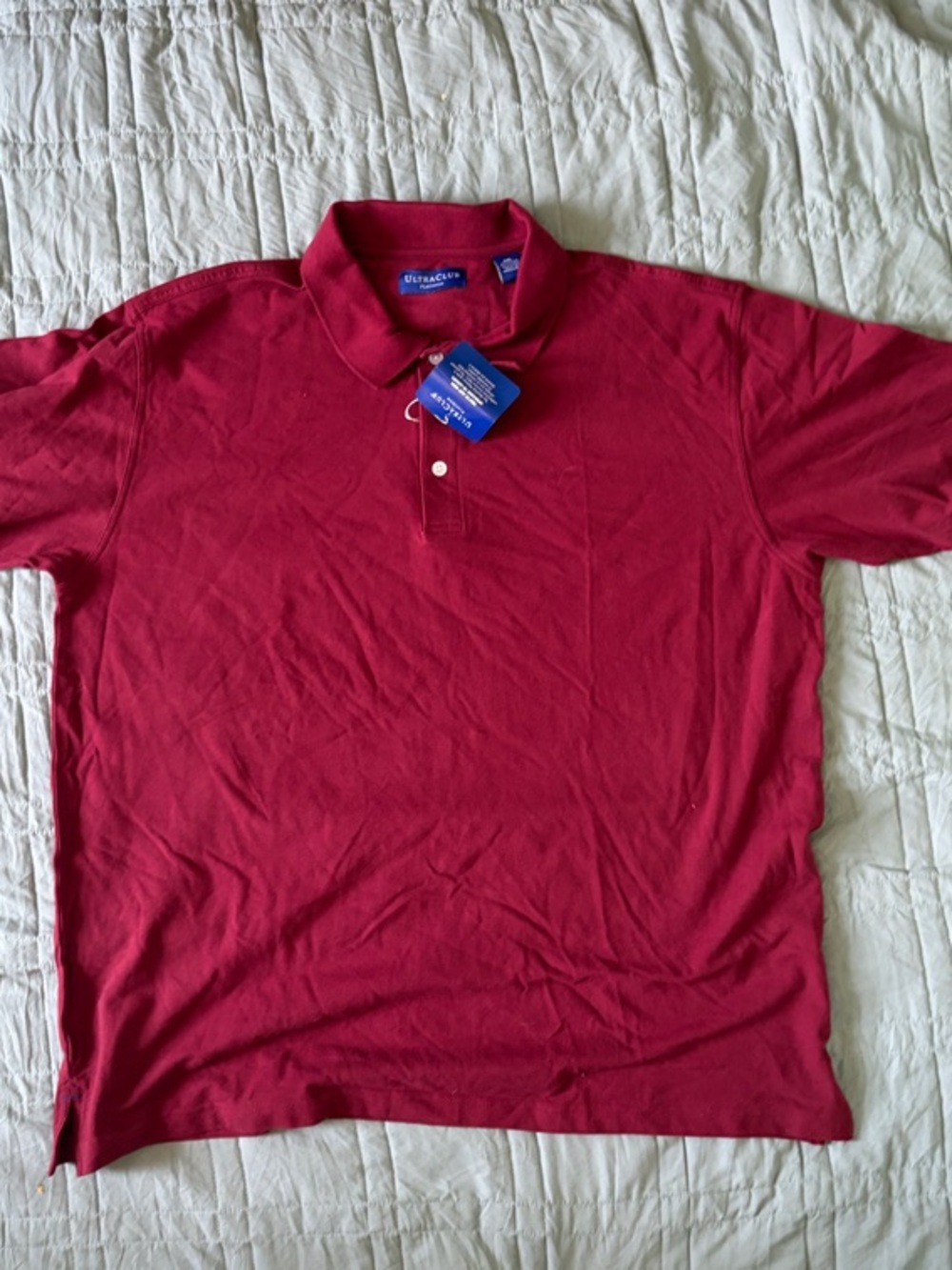 UltraClub Men's Red Short-Sleeve Polo Shirt